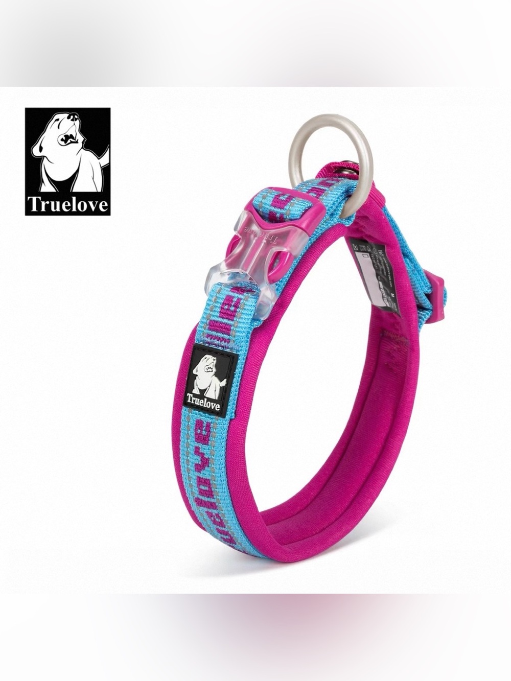 Truelove Neoprene Padded Collar Fuchsia& Sky Blue XS